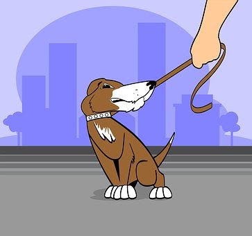 illustration of dog pulling on leash